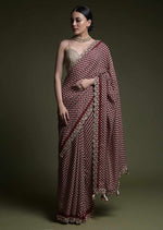 Thumbnail for Jyoti Fashion Women's Wine Coding Sequence Chinon Saree with Blouse - Distacart