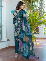 Thumbnail for Jyoti Fashion Women's Rama Cotton Blend Printed Designer Kurta Set with Dupatta - Distacart