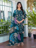 Thumbnail for Jyoti Fashion Women's Rama Cotton Blend Printed Designer Kurta Set with Dupatta - Distacart