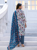 Thumbnail for Jyoti Fashion Women's White Rayon Print with Thread Designer Kurta Set with Dupatta - Distacart