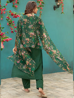 Thumbnail for Jyoti Fashion Women's Bottle Green Silk Handwork Designer Kurta Set with Dupatta - Distacart