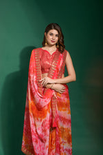 Thumbnail for Jyoti Fashion Women's Gajri Sequence Embroidery Chiffon Saree with Blouse - Distacart
