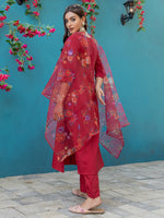Thumbnail for Jyoti Fashion Women's Maroon Silk Handwork Designer Kurta Set with Dupatta - Distacart
