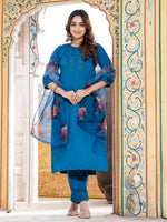 Thumbnail for Jyoti Fashion Women's Morpich Silk Handwork Designer Kurta Set with Dupatta - Distacart
