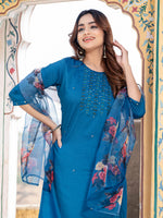 Thumbnail for Jyoti Fashion Women's Morpich Silk Handwork Designer Kurta Set with Dupatta - Distacart