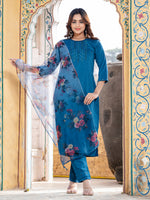 Thumbnail for Jyoti Fashion Women's Morpich Silk Handwork Designer Kurta Set with Dupatta - Distacart