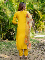 Thumbnail for Jyoti Fashion Women's Yellow Silk Handwork Designer Kurta Set with Dupatta - Distacart