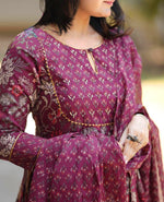 Thumbnail for Jyoti Fashion Women's Maroon Rayon Printed Designer Kurta Set with Dupatta - Distacart