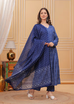 Thumbnail for Jyoti Fashion Women's Blue Rayon Printed Designer Kurta Set with Dupatta - Distacart