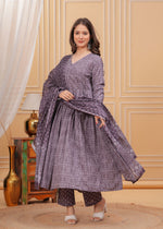 Thumbnail for Jyoti Fashion Women's Wine Rayon Printed Designer Kurta Set with Dupatta - Distacart