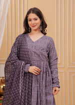 Thumbnail for Jyoti Fashion Women's Wine Rayon Printed Designer Kurta Set with Dupatta - Distacart