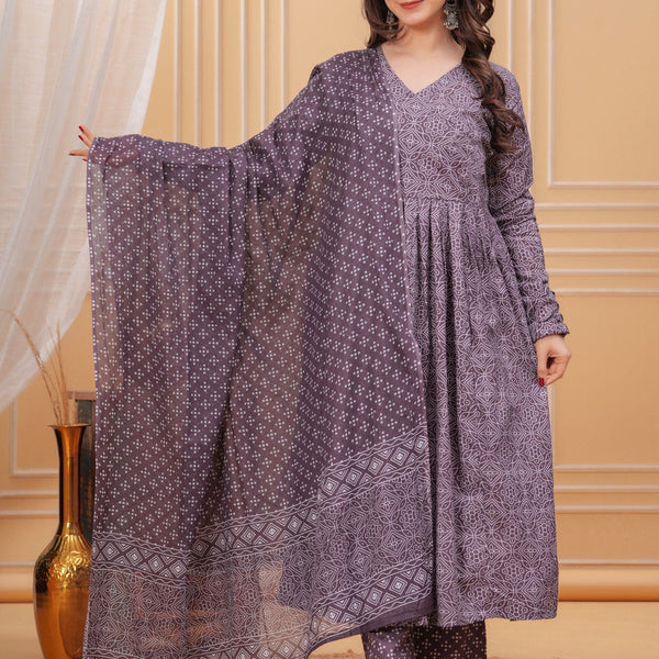 Jyoti Fashion Women's Wine Rayon Printed Designer Kurta Set with Dupatta - Distacart