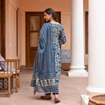 Thumbnail for Jyoti Fashion Women's Navy Blue Rayon Printed Designer Kurta Set with Dupatta - Distacart