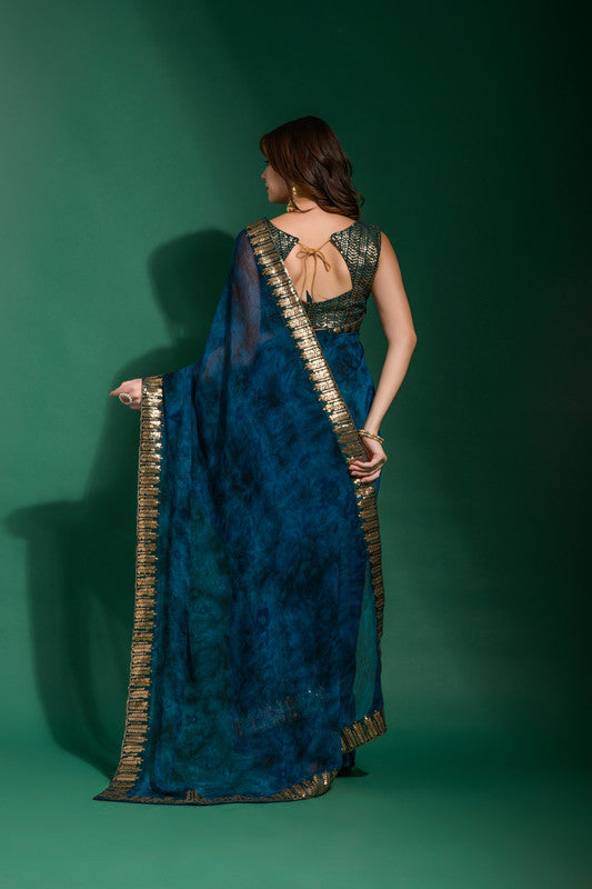 Jyoti Fashion Women's Morpich Sequence Embroidery Chiffon Saree with Blouse - Distacart