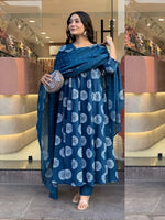 Thumbnail for Jyoti Fashion Women's Morpich Rayon Embroidered Designer Kurta Set with Dupatta - Distacart