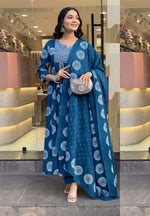 Thumbnail for Jyoti Fashion Women's Morpich Rayon Embroidered Designer Kurta Set with Dupatta - Distacart