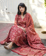 Thumbnail for Jyoti Fashion Women's Maroon Rayon Printed Designer Kurta Set with Dupatta - Distacart