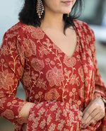 Thumbnail for Jyoti Fashion Women's Maroon Rayon Printed Designer Kurta Set with Dupatta - Distacart