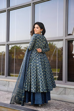 Thumbnail for Jyoti Fashion Women's Navy Blue Rayon Printed Designer Kurta Set with Dupatta - Distacart