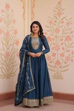 Thumbnail for Jyoti Fashion Women's Rama Star Georgette Sequins Zari Embroidered Anarkali Set With Dupatta - Distacart
