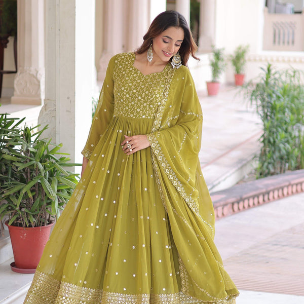 Buy Jyoti Fashion Women's Parrot Green Faux Georgette Sequins Zari Embroidered Anarkali Set With Dupatta Online at Low Price. Buy Jyoti Fashion Women's Parrot Green Faux Georgette Sequins Zari Embroidered Anarkali Set With Dupatta Online at Low Price.