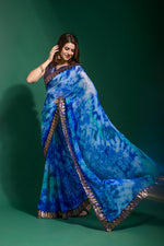 Thumbnail for Jyoti Fashion Women's Blue Sequence Embroidery Chiffon Saree with Blouse - Distacart