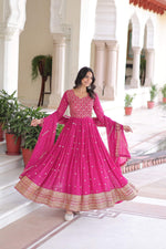 Thumbnail for Jyoti Fashion Women's Pink Faux Georgette Sequins Zari Embroidered Anarkali Set With Dupatta - Distacart