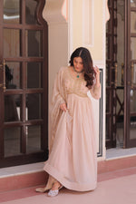 Thumbnail for Jyoti Fashion Women's Beige Star Georgette Embroidered Anarkali Set With Dupatta - Distacart
