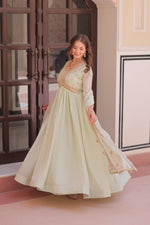Thumbnail for Jyoti Fashion Women's Pista Green Star Georgette Embroidered Anarkali Set With Dupatta - Distacart