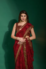 Thumbnail for Jyoti Fashion Women's Maroon Sequence Embroidery Chiffon Saree with Blouse - Distacart