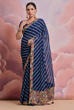 Thumbnail for Jyoti Fashion Women's Blue Coding Sequence Georgette Saree with Blouse - Distacart