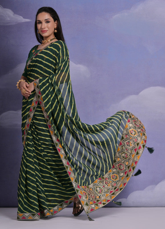 Jyoti Fashion Women's Green Coding Sequence Georgette Saree with Blouse - Distacart