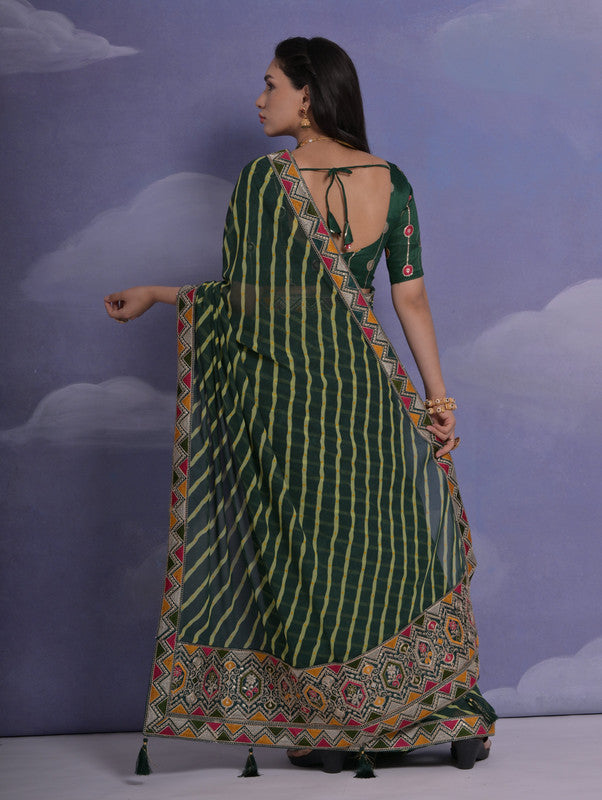 Jyoti Fashion Women's Green Coding Sequence Georgette Saree with Blouse - Distacart