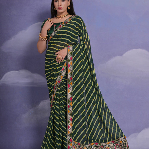 Jyoti Fashion Women's Green Coding Sequence Georgette Saree with Blouse - Distacart