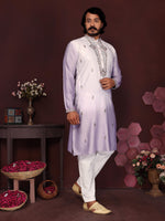 Thumbnail for Jyoti Fashion Men's Purple Sequins Embroidered Kurta with Pajama - Distacart