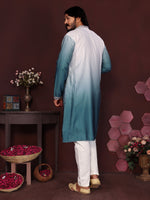Thumbnail for Jyoti Fashion Men's Teal Sequins Embroidered Kurta with Pajama