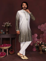 Thumbnail for Jyoti Fashion Men's Mehendi Sequins Embroidered Kurta with Pajama