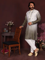 Thumbnail for Jyoti Fashion Men's Mehendi Sequins Embroidered Kurta with Pajama