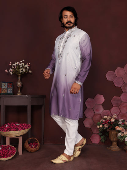 Jyoti Fashion Men's Jamuni Sequins Embroidered Kurta with Pajama - Distacart
