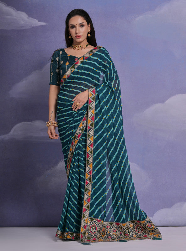 Jyoti Fashion Women's Morpich Coding Sequence Georgette Saree with Blouse - Distacart