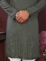 Thumbnail for Jyoti Fashion Men's Green Mirror Embroidery Kurta with Pajama