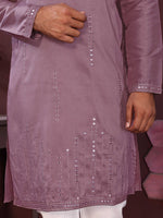 Thumbnail for Jyoti Fashion Men's Purple Mirror Embroidery Kurta with Pajama - Distacart
