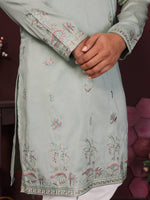 Thumbnail for Jyoti Fashion Men's Grey Sequins Embroidered Kurta with Pajama