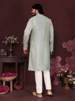 Thumbnail for Jyoti Fashion Men's Grey Sequins Embroidered Kurta with Pajama