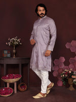 Thumbnail for Jyoti Fashion Men's Purple Sequins Embroidered Kurta with Pajama