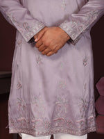 Thumbnail for Jyoti Fashion Men's Purple Sequins Embroidered Kurta with Pajama