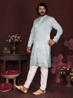 Thumbnail for Jyoti Fashion Men's Turquoise Sequins Embroidered Kurta with Pajama - Distacart