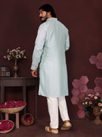Thumbnail for Jyoti Fashion Men's Turquoise Sequins Embroidered Kurta with Pajama - Distacart