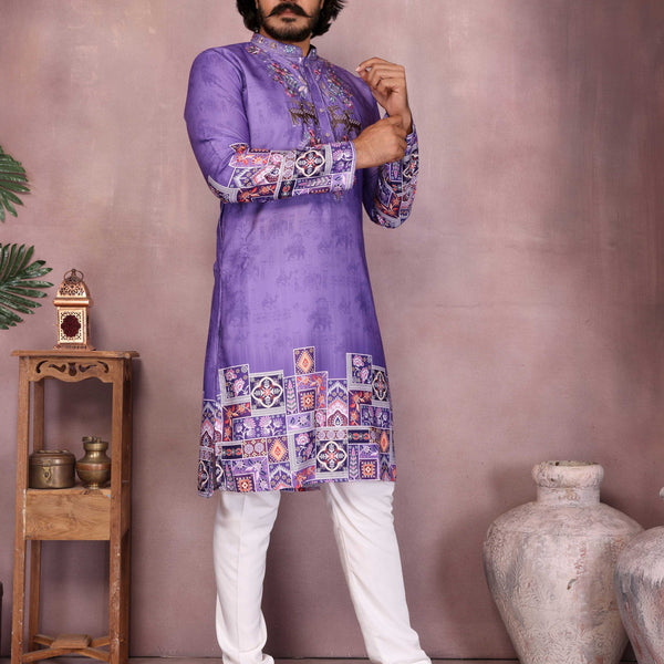 Jyoti Fashion Men's Jamuni Sequins Embroidered Kurta with Pajama