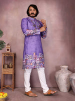 Thumbnail for Jyoti Fashion Men's Jamuni Sequins Embroidered Kurta with Pajama